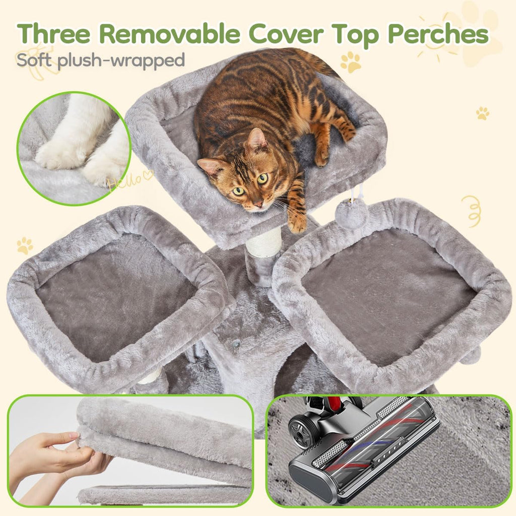 Taoqimiao Cat Tree for Large Cats, 76.8 Inches XL Cat Tower for Indoor Cats