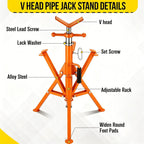 2PCS Pipe Jack Stand, 2500LB Carbon Steel Heavy Duty Pipe Stand,