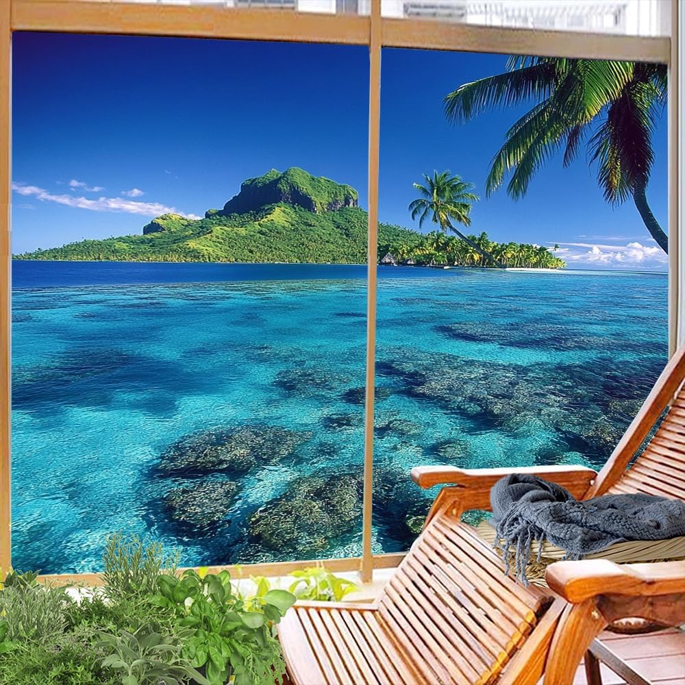 Mystic Ocean Stained Glass Window Film 31.5Wx47.2L inch x 2pcs