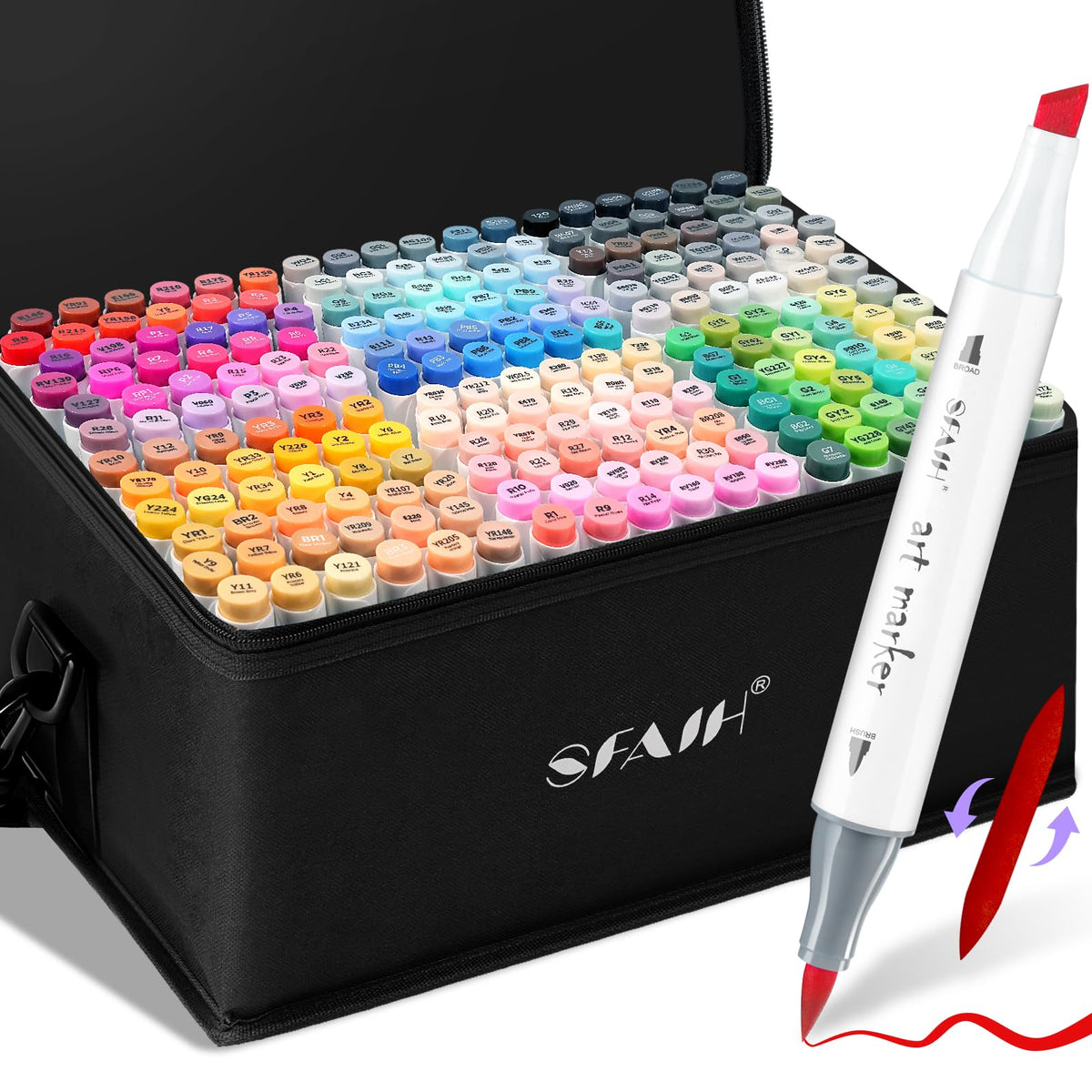 SFAIH Alcohol Markers Brush & Chisel Tip, Professional 216 Colors Set