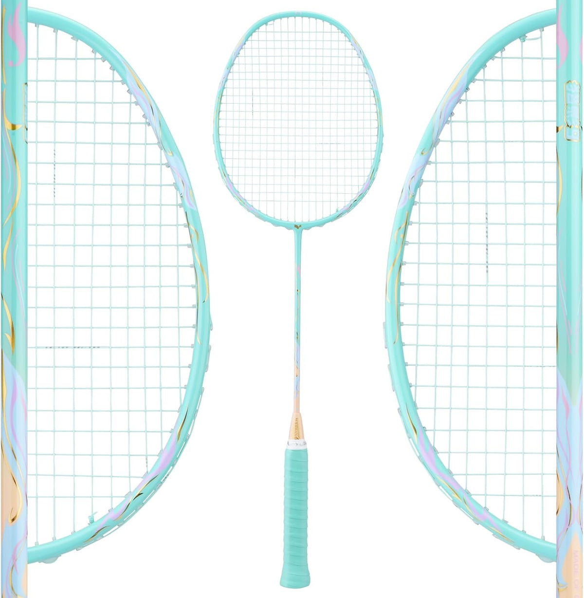 YODIMAN Single Professional Badminton Racket for Advanced Players - 50T Graphite Carbon Fiber with Aerodynamic Frame, Pre-Strung 26lbs, Ultra-Light 5U for Club & Tournament