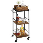 VASAGLE Bar Cart Gold, Large Home Bar Serving Cart with 3-Tier