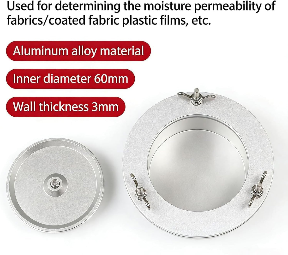 Fabric Moisture Permeability Cup, Textile Water Vapor Transmission Tester, 360° Circular Design, 60mm Inner Diameter, Cup Depth: 22 Mm, for Textile, Apparel, Packaging Industries