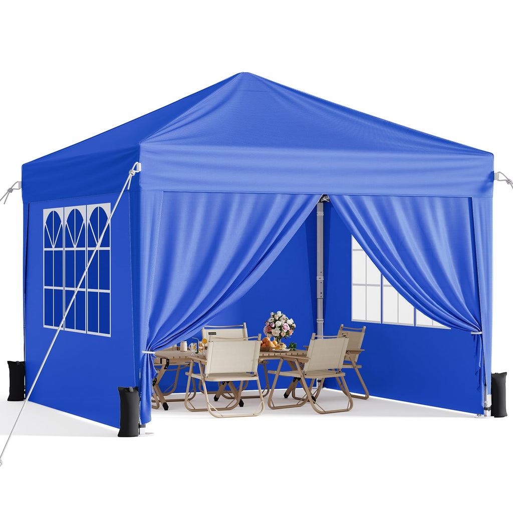 10x10 Pop Up Canopy Tent with Sidewalls, Portable Shelter,White