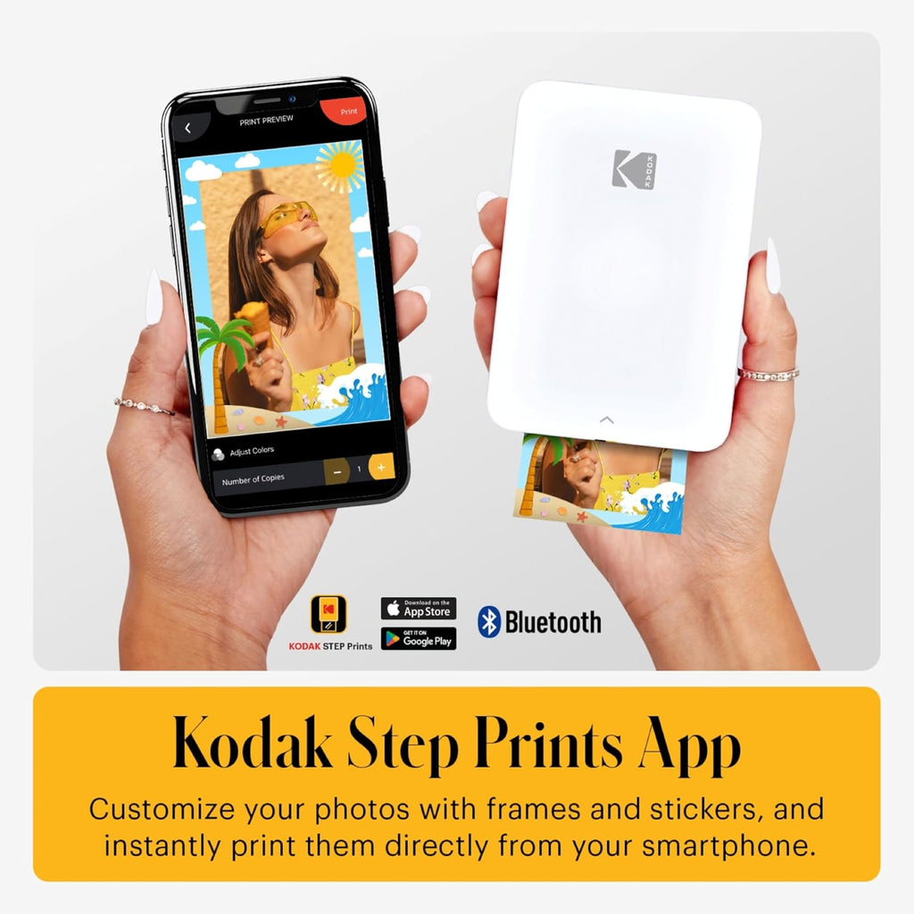 Kodak Step Slim Instant Mobile Photo Printer - Kit: 20 Pack Zink Paper, Case, Photo Album, Markers, Sticker Sets