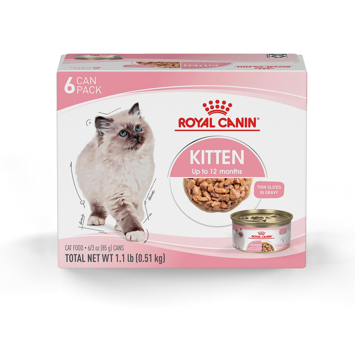 Royal Canin Feline Health Nutrition Kitten Thin Slices in Gravy Cat Food, 3 oz (Pack of 24).