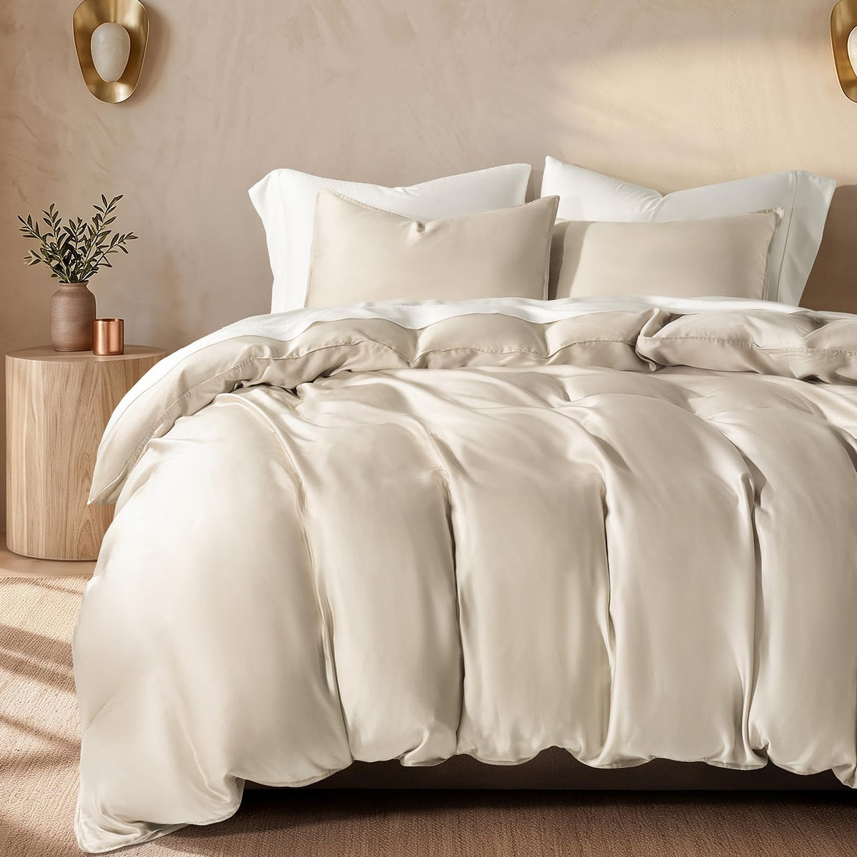 EverGrace Tencel™ Sateen Duvet Cover Set, King Size, Espresso Brown