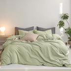 MooMee Upgraded Softer Duvet Cover Set 100% Washed Cotton Twill King