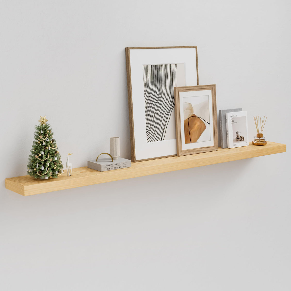 60 inch Long Walnut Floating Shelf for Wall, 8" D Fireplace Mantel