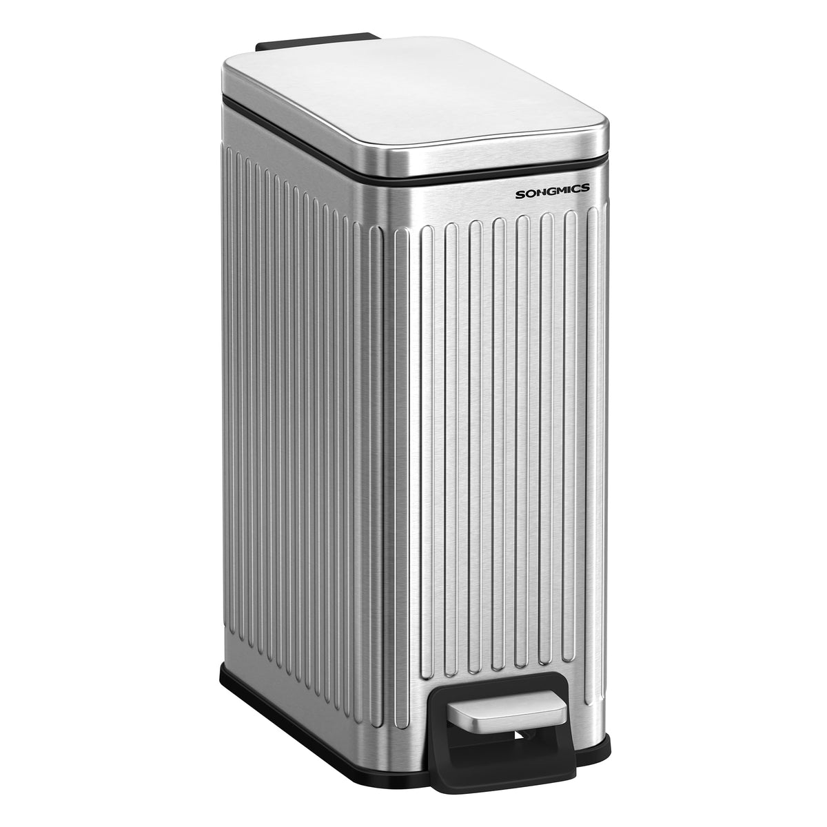 SONGMICS Kitchen Trash Can with Lid, 13-Gallon (50 L) Slim, Stainless Steel