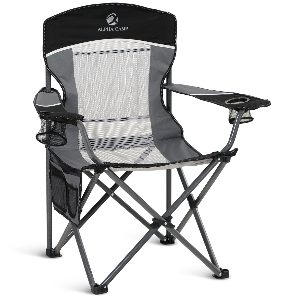 ALPHA CAMP Oversized Fully Padded Camping Chairs with Lumbar Support