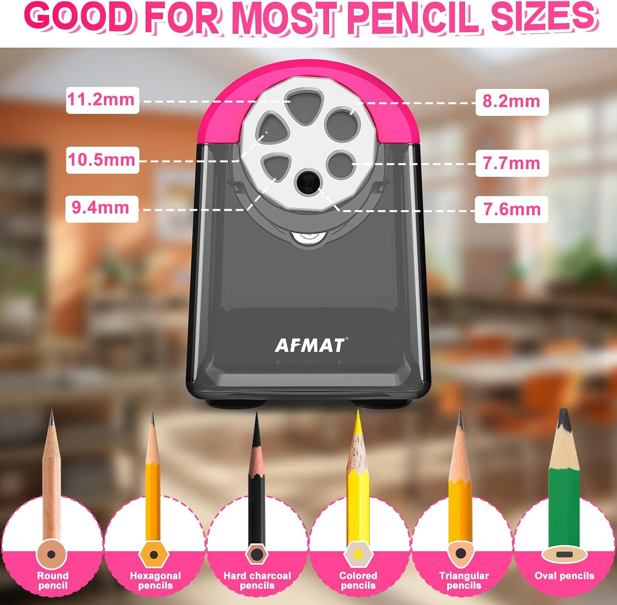 AFMAT 6 Holes Electric Pencil Sharpener and Robot Pencil Sharpener