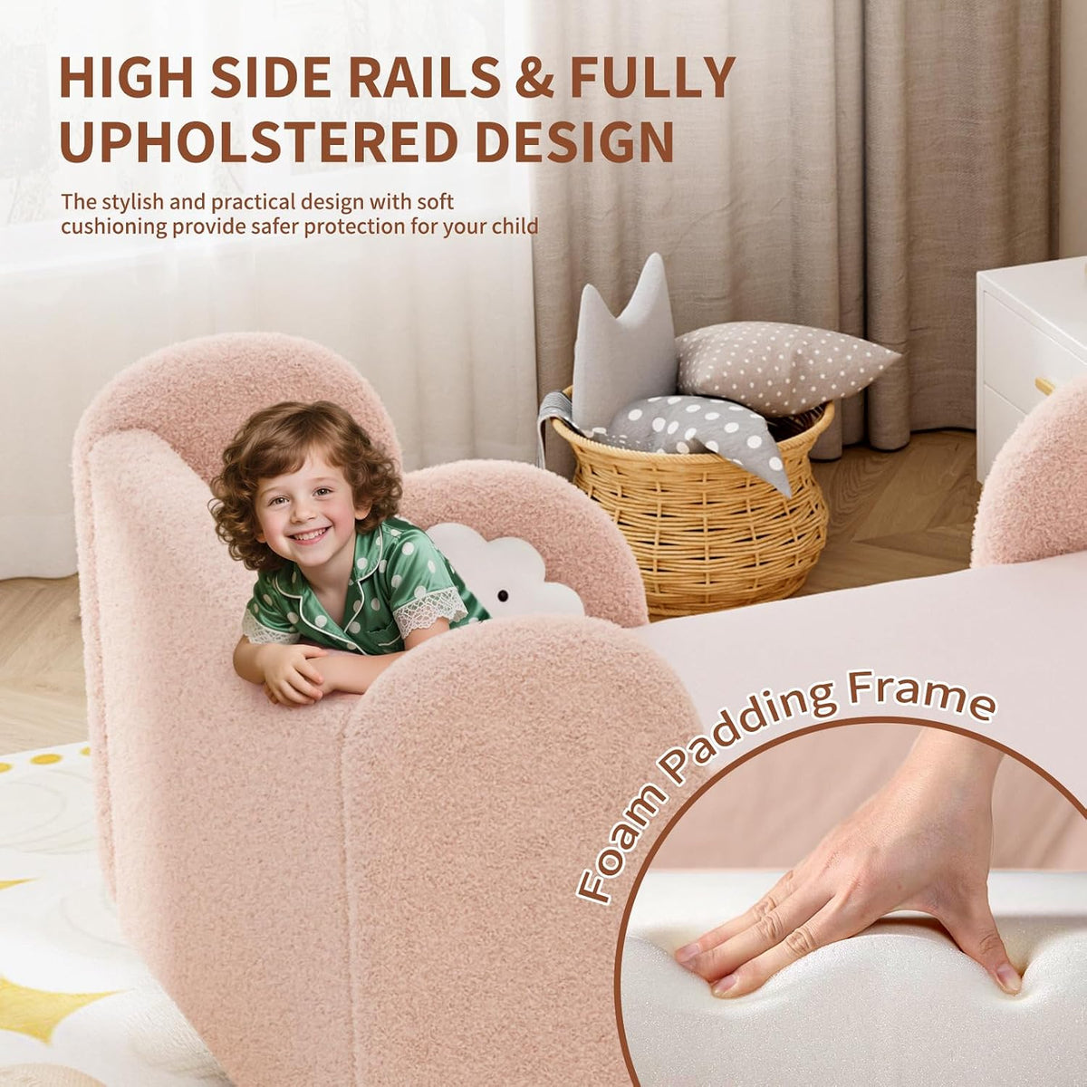 DoCred Toddler Bed, Upholstered Toddler Bed for Girls&Boys