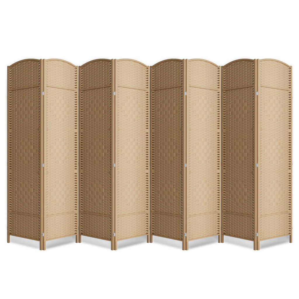 6 Panel Folding Room Divider,Woven Privacy Screen,Light Beige
