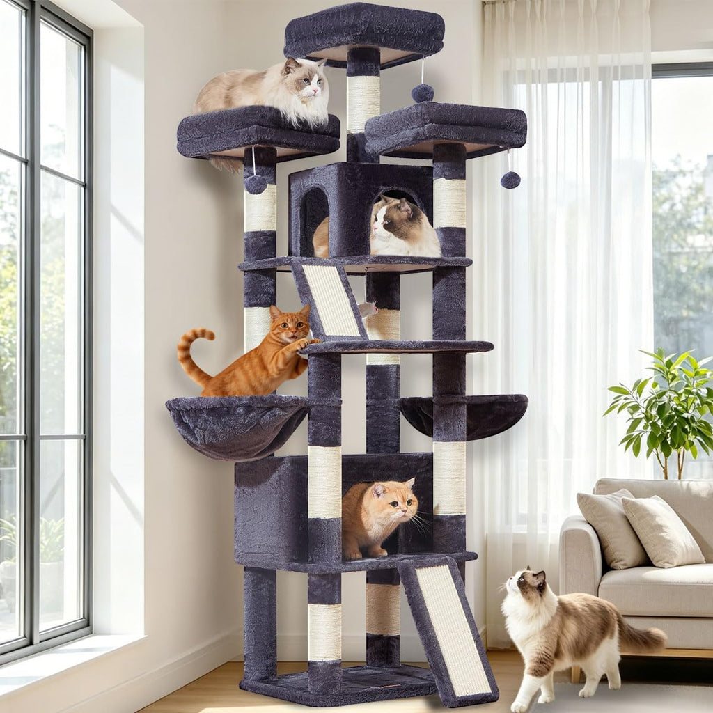 Taoqimiao Cat Tree for Large Cats, 76.8 Inches XL Cat Tower for Indoor Cats