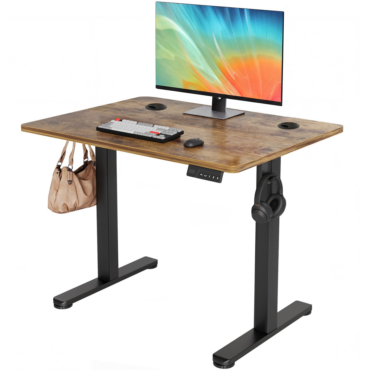 YDN 32 x 19 Inch White Electric Standing Desk