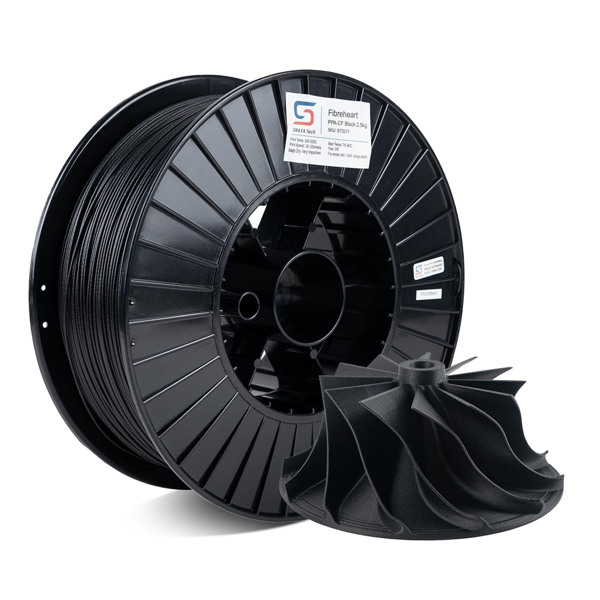 Siraya Tech Fibreheart PPA-CF Core 3D Printer Filament, Black, 1kg