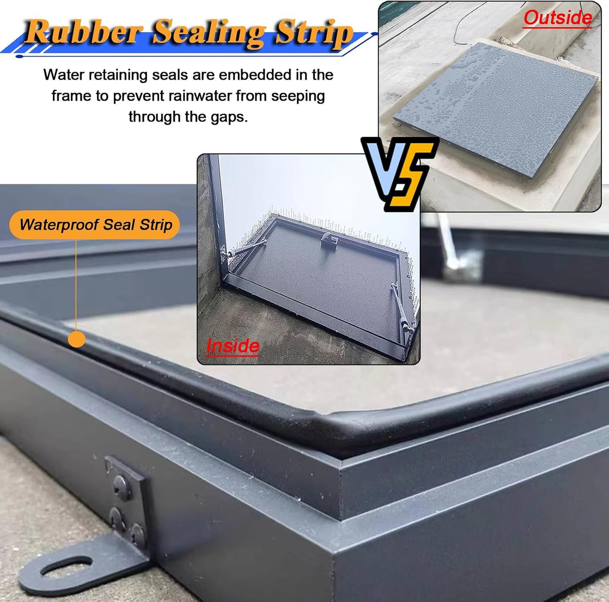 Custom Roof Hatch Black Metal Access Door, Drop Down Loft Maintenance Hatch Cover 20 22 24 25 26 29 30 32 36 inch Square, Residential/Cellar/Basement Outside Exit Lid, Waterproof(20"x20"/51x51cm)