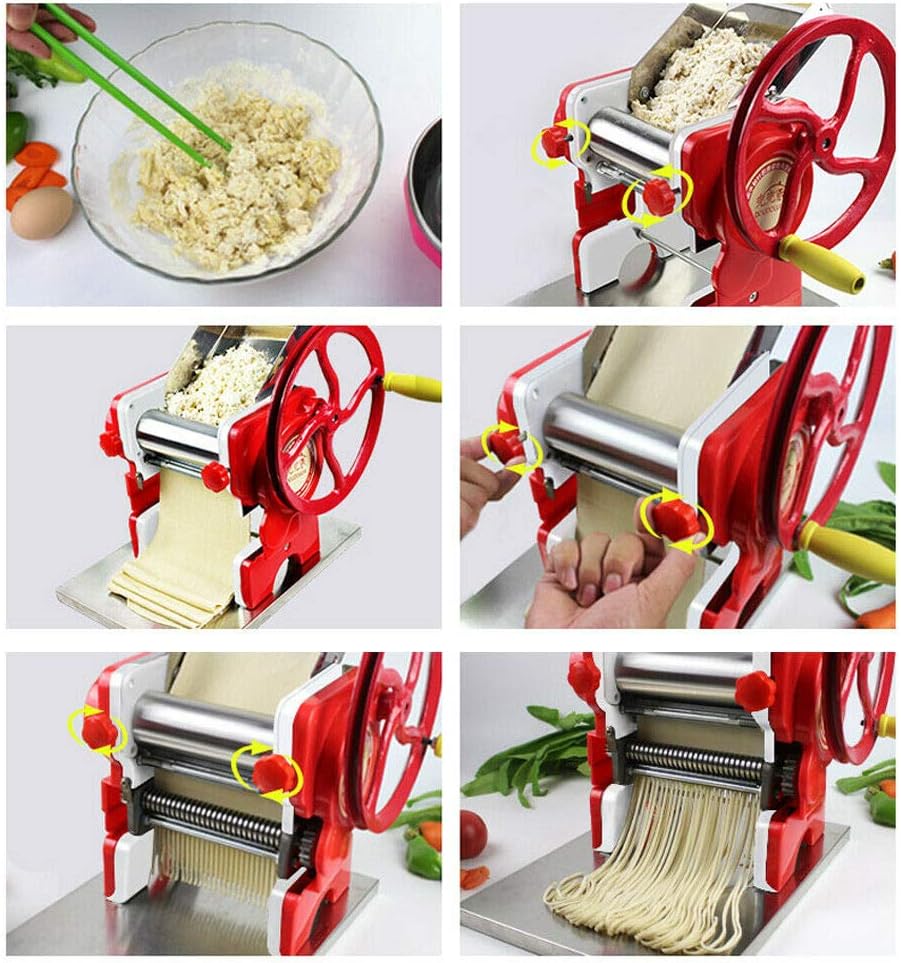 Commercial Pasta Roller Hand Crank Noodle Maker Manual Dough Machine