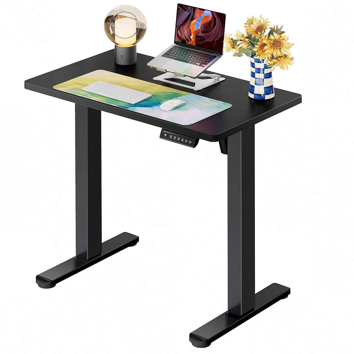 ErGear Height Adjustable Electric Standing Desk, 48 x 24 Inches Sit Stand up Desk, Memory Computer Home Office Desk, Vintage Brown