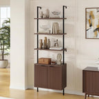 Halitaa 71”Ladder Shelf with Storage Cabinet, Wall Mounted Ladder Bookshelf