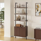 Halitaa 71”Ladder Shelf with Storage Cabinet, Wall Mounted Ladder Bookshelf