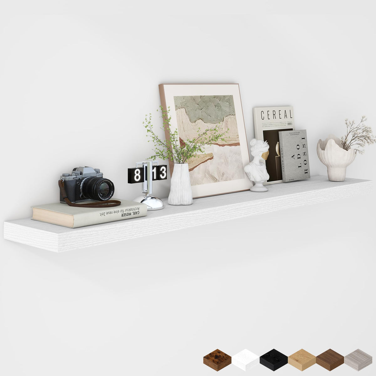 Fun Memories Floating Shelves - 2 Pack 12 Inch Rustic Wooden Wall Shelves - Extra Deeper & Thicker Wall Mounted Storage Shelf for Living Room, Kitchen, Farmhouse - 36" W x 12" D x 1.8" H - Brown