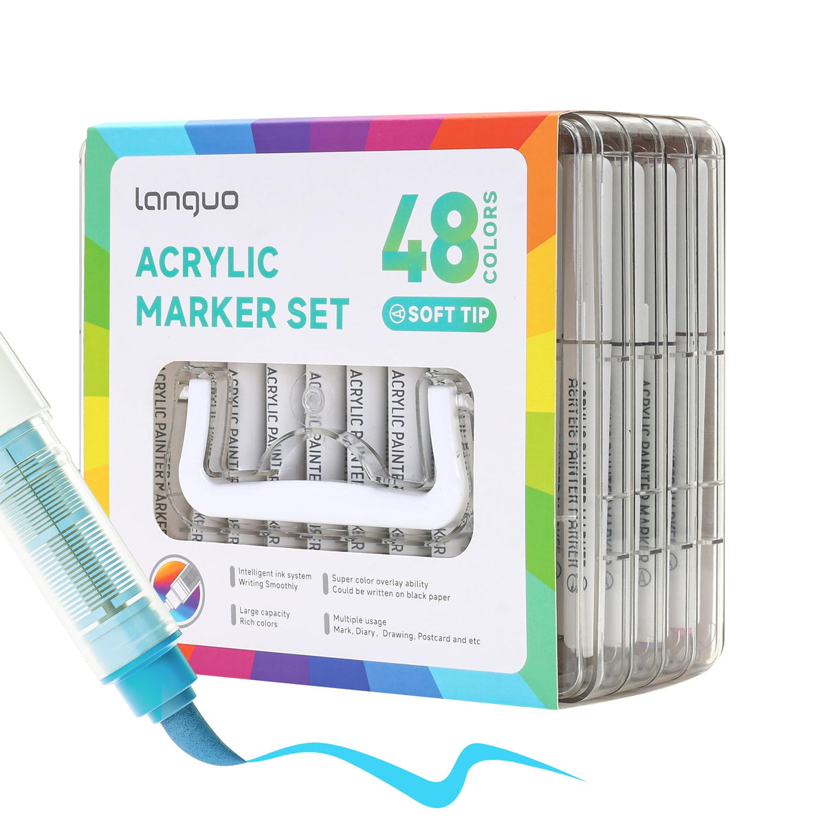 288 Colors Acrylic Paint Markers, Brush Tip Acrylic Paint Pens with Organizing Case, Multi Surface Brush Markers Set for Fabric, Glass, Wood, DIY Crafts