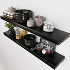 Solid Wood Floating Shelves for Wall 36 Inches Long, Walnut Wooden Shelf