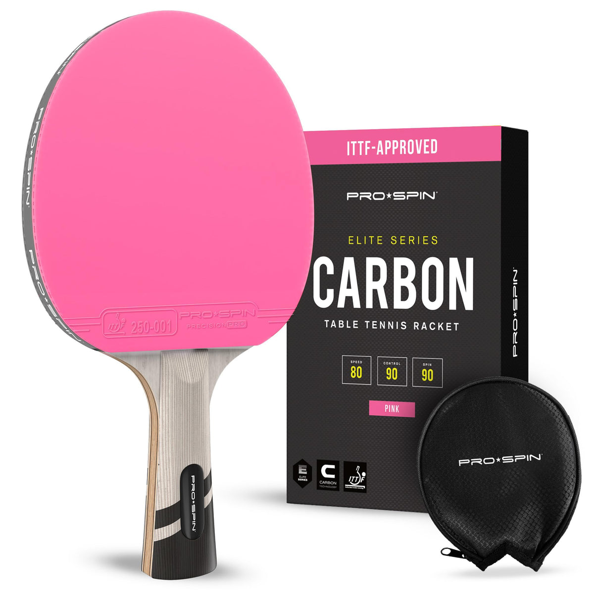 PRO-SPIN Ping Pong Paddles – ITTF Approved Professional Table Tennis Rackets with Carbon Fiber for Superior Control | 7-Ply Blade, Premium Rubber, 2.0mm Sponge