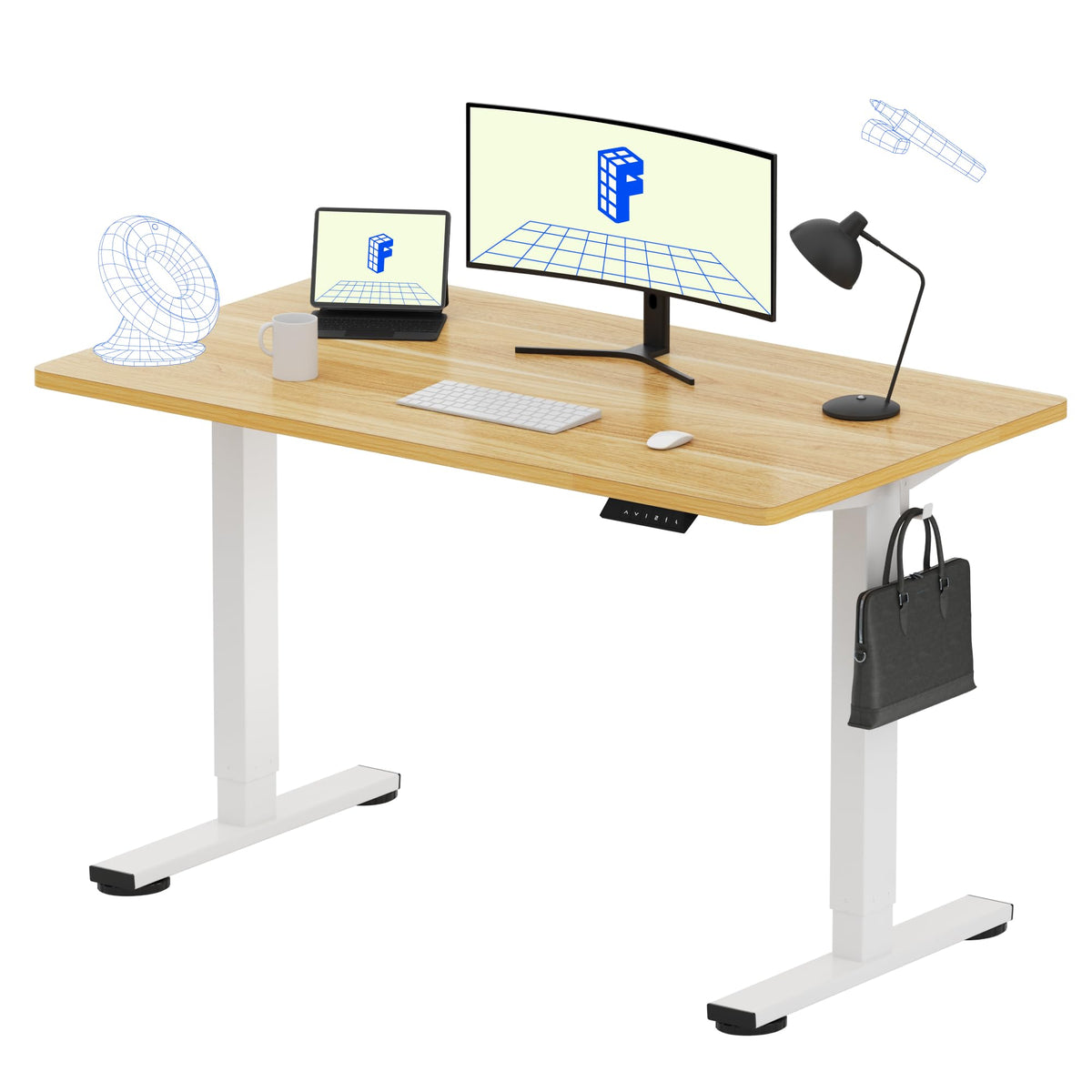 FLEXISPOT EN1 One-Piece Standing Desk, Electric Adjustable with 4 Memory Presets, 176 LBS Capacity, Stable & Quiet, Seamless Desktop for Home Office & Dual Monitors, 48"x24" Black Walnut