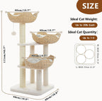 PAWZ Road Modern Cat Tree with Baskets, 44" Cat Tower for Indoor Cats,White