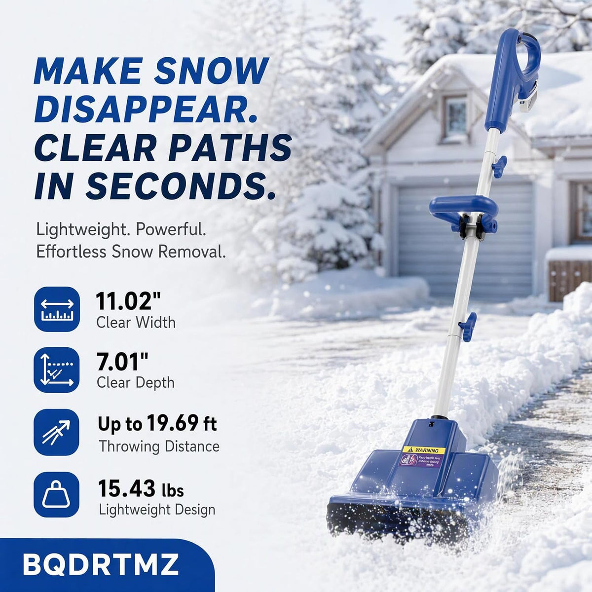 11 Inch Cordless Snow Shovel 24V Electric Snow Blower Portable Snow Shovel with 20ft Throwing Distance & Removable Battery Pro Snow Blower for Driveway, Steps, Patio, Sidewalk