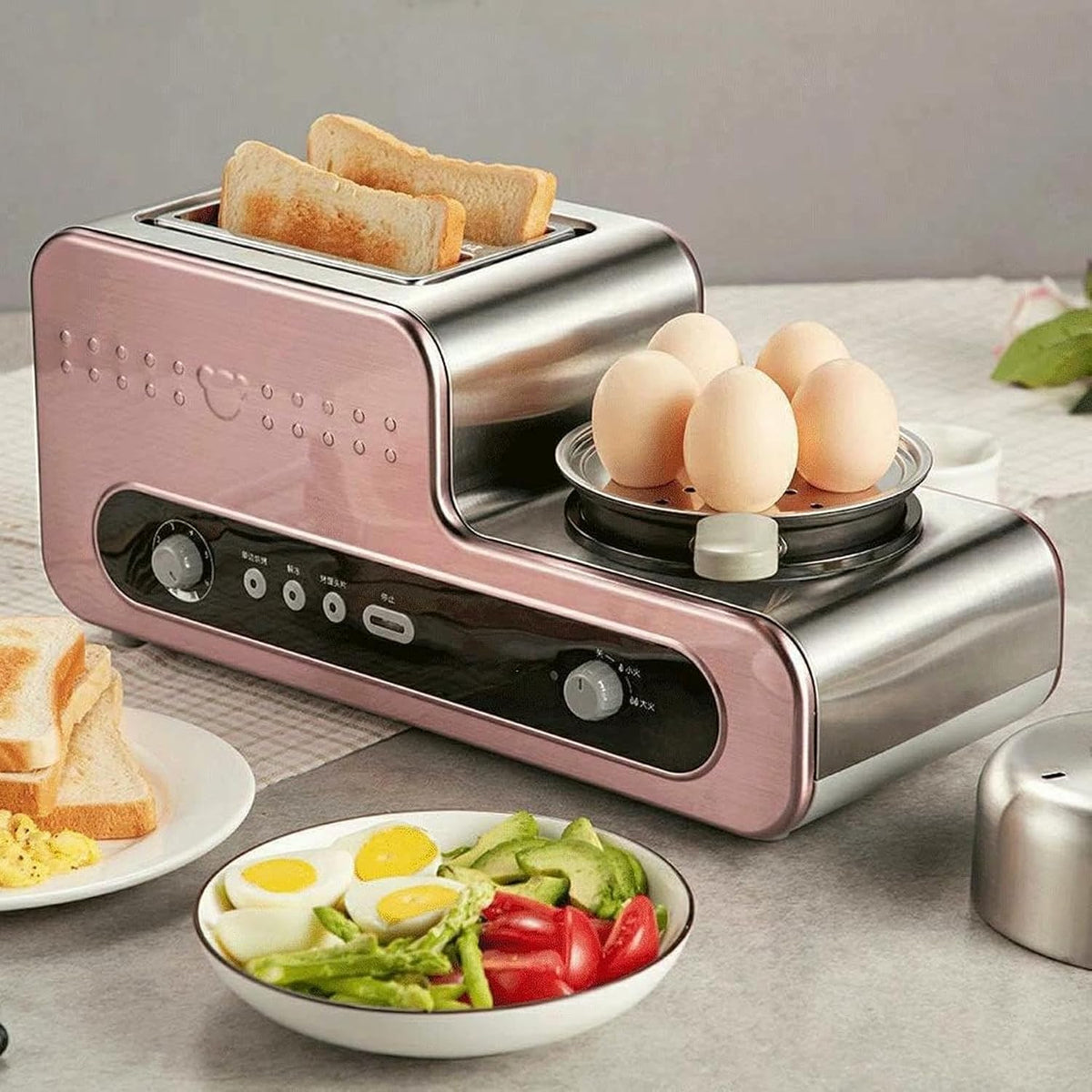3-In-1 Breakfast Station with Stainless Steel Toaster, Coffee Maker & Ceramic Griddle - All-in-One Solution for Your Morning Meal