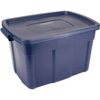 Rubbermaid Roughneck Tote 18 Gal, 6 Pack, Made in USA, Dark Indigo Metallic, Rugged Plastic Stackable Storage Bins with Lids and Handles