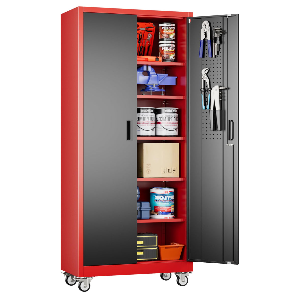 3-Drawer Rolling Tool Chest with Wheels, Pegboard and Push Handle