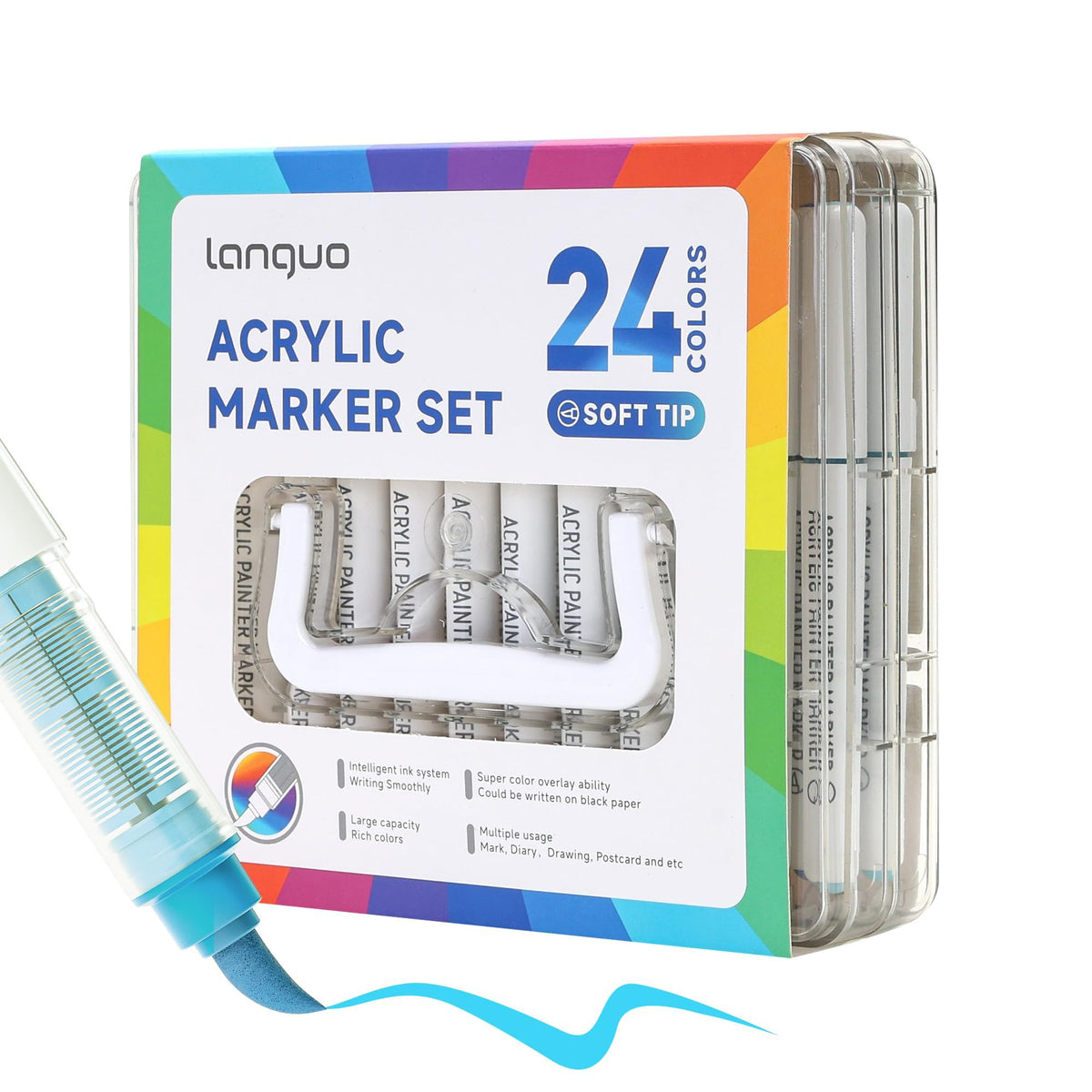 288 Colors Acrylic Paint Markers, Brush Tip Acrylic Paint Pens with Organizing Case, Multi Surface Brush Markers Set for Fabric, Glass, Wood, DIY Crafts