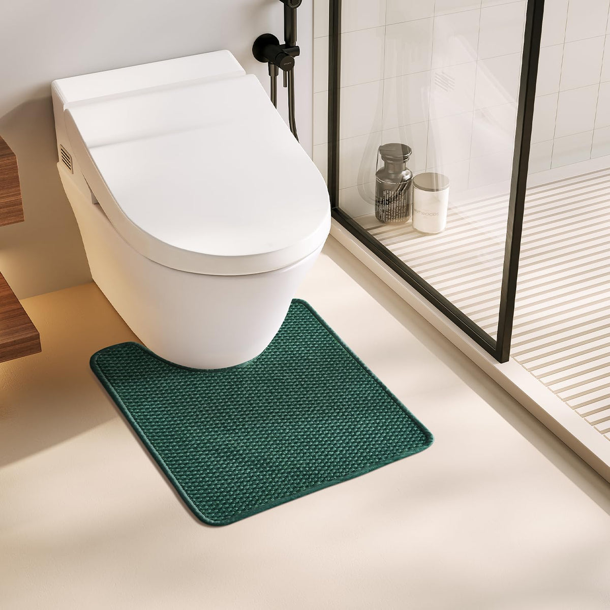 TYUU Bathroom Runner Rugs, Long Bath Mat Runner Washable Thin Quick Dry Low Pile Bathroom Runner Rugs Non Slip, Beige 24"x70"