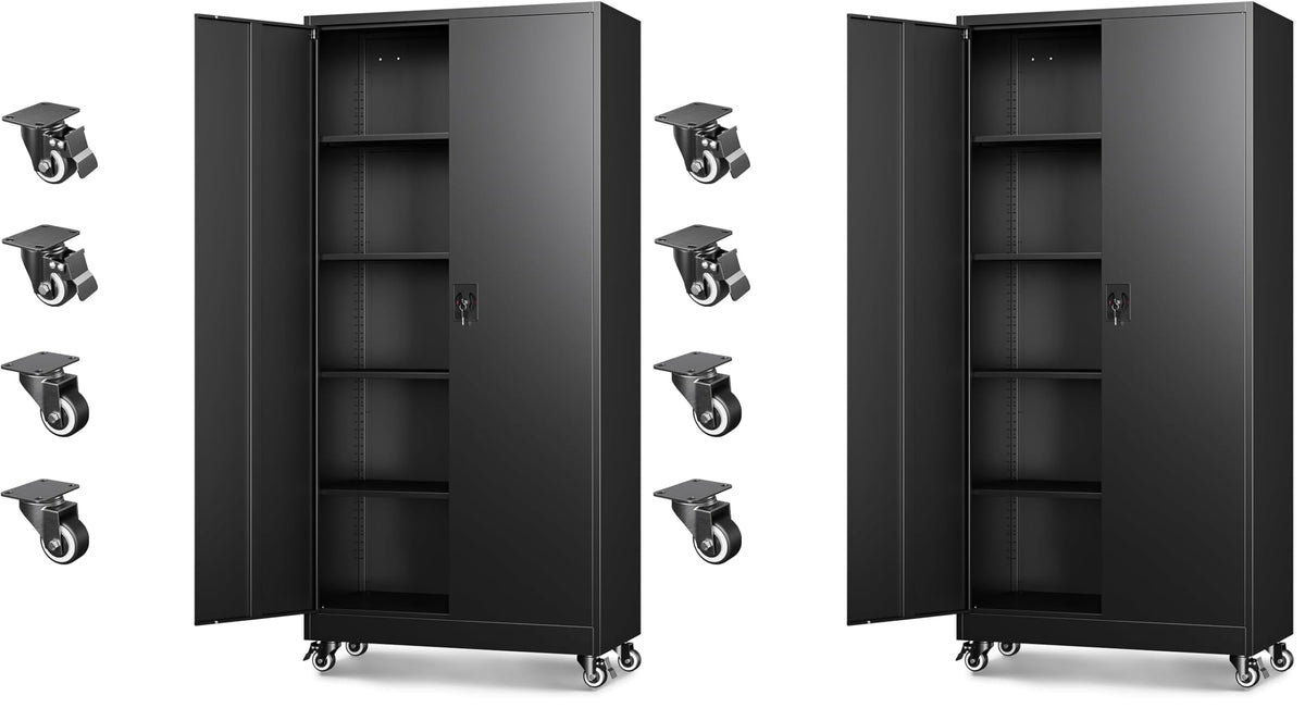 Letaya White Storage Cabinet with Adjustable Shelves-Metal Home Kitchen Pantry Cabinets with Doors,Organization Locker for Cupboard/Bedroom/Dining/Living/Bathroom/Office/Garage Room