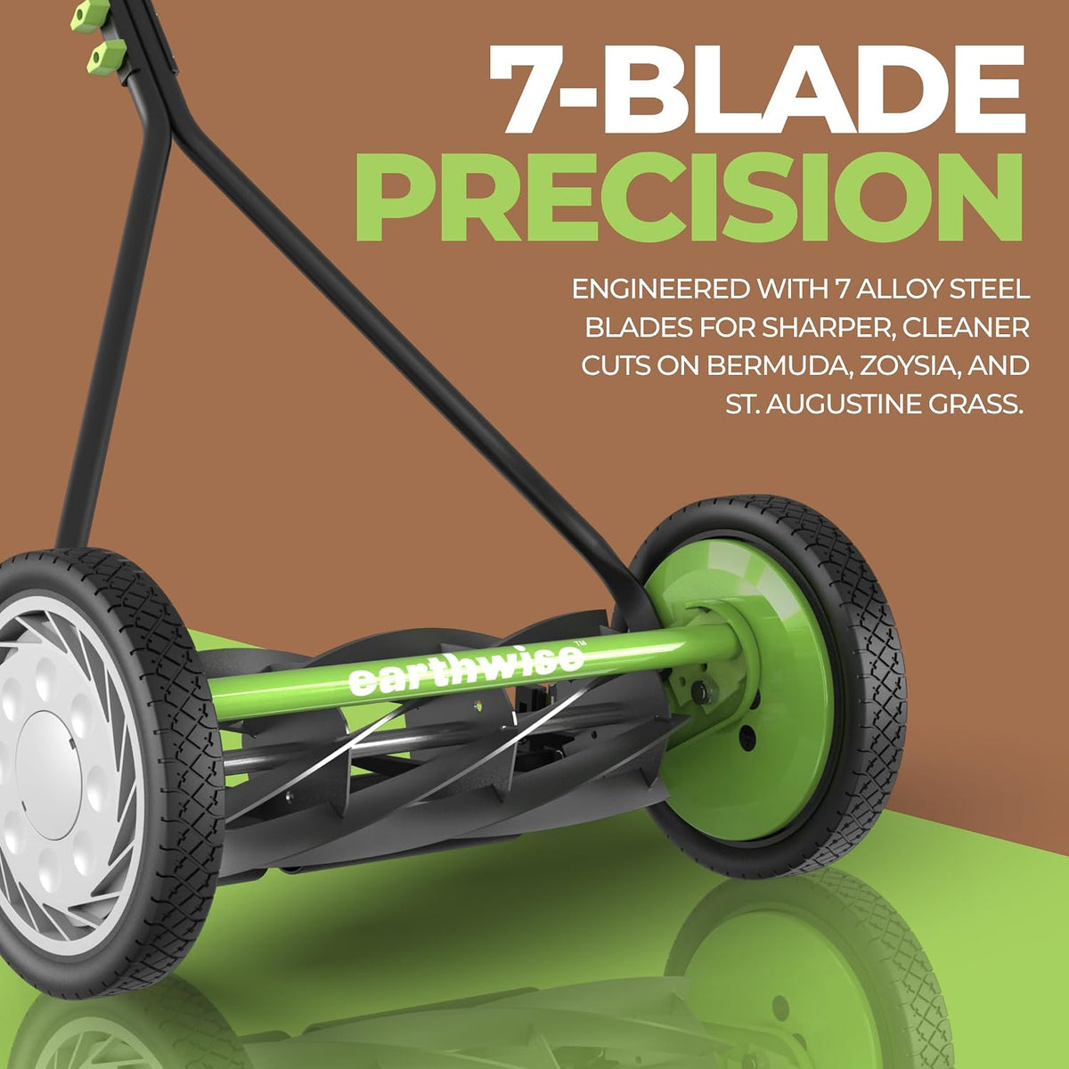 Earthwise 1715-16EW 16-Inch 7-Blade Push Reel Lawn Mower, Grey