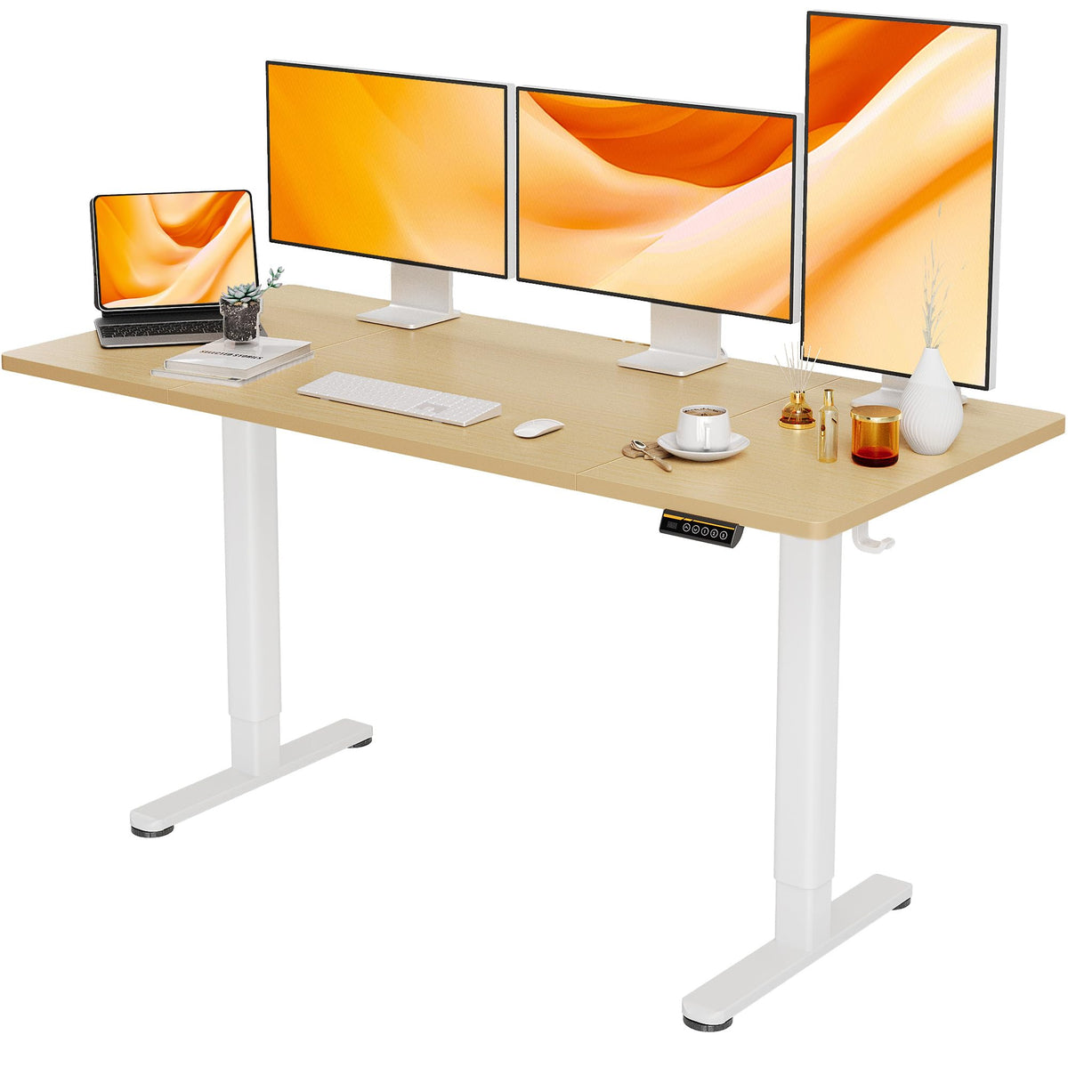 Claiks Electric Height Adjustable Standing Desk, 32x19 Inch, Nature