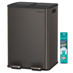 SONGMICS Trash Can, 13 + 6 Gallon Dual-Compartment, Soft-Close Lid
