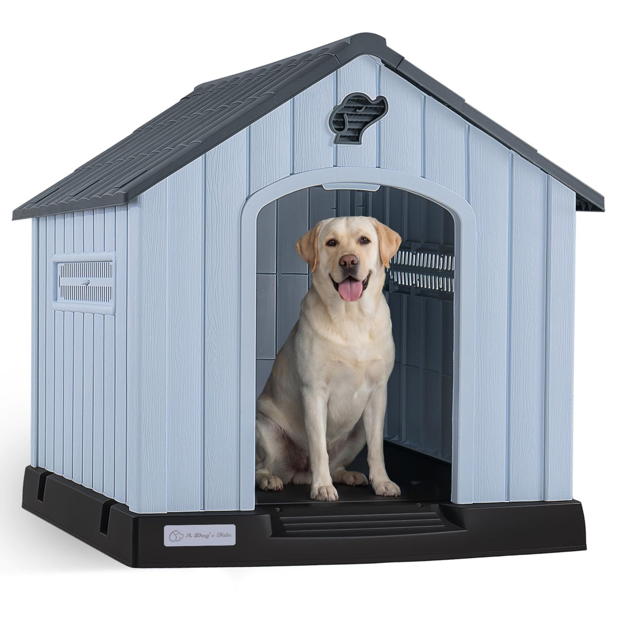 LEMBERI Large Dog House, Indoor/Outdoor, Gray 38.8" L x 35" W x 37.4" H