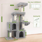 Globlazer 52in Cat Tree Tower for Indoor Cats, 2 Condos, S52, Light Grey