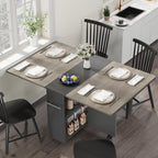 IDEALHOUSE FoldingTable, Drop Leaf Dining Table with 6 Wheels and 2-Layer Storage Shelf, Space Saving Table for Small Spaces (Slate Oak, 47.2" D x 23.6" W x 29.5" H)