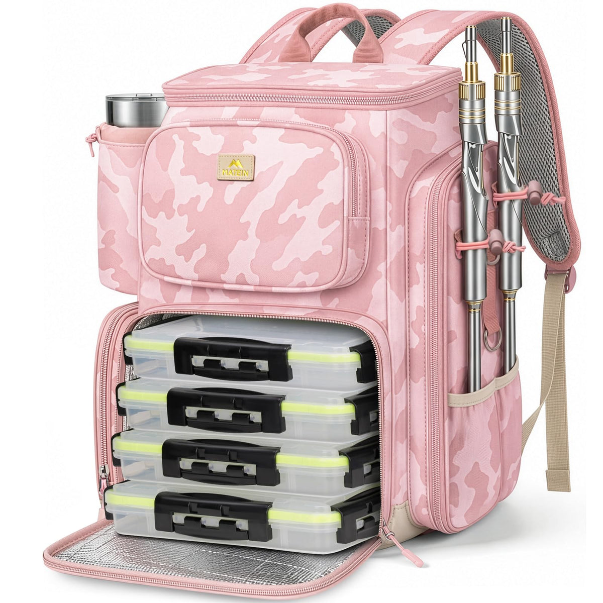 MATEIN Pro Fishing Backpack with 4 Tackle Boxes, 3600 Tackle Box Backpack