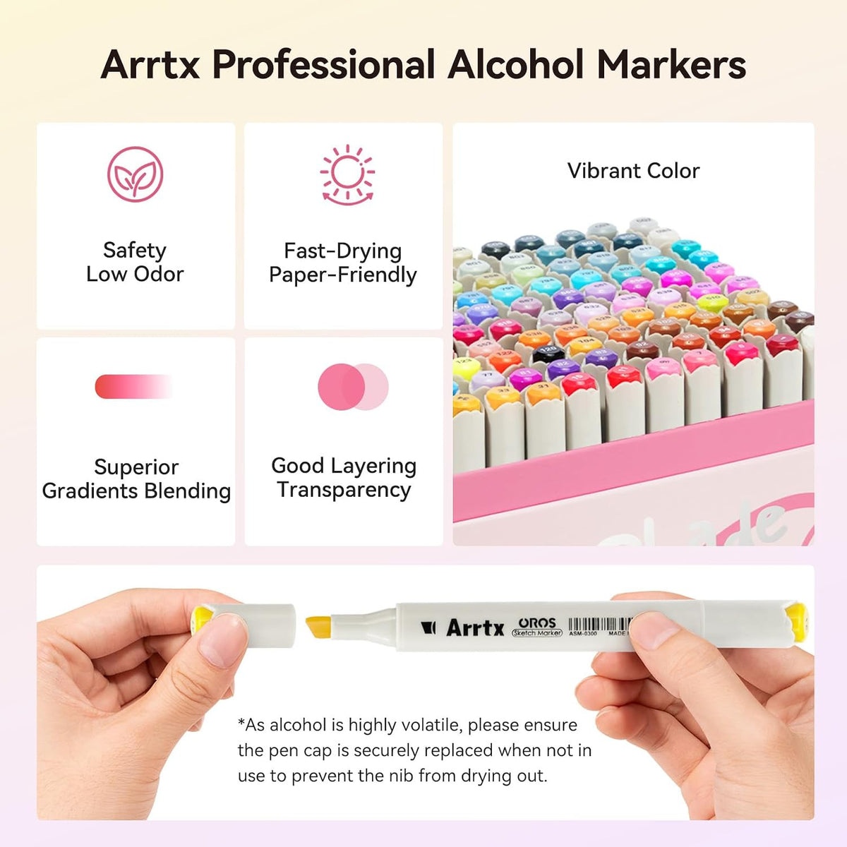 Arrtx Alcohol Markers 160 Color Set, Dual Tip Brush and Chisel, Professional Alcohol-Based Art Markers for Artists, Adults, Beginners, Ideal for Sketching,Illustration