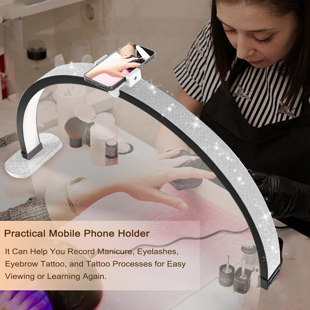 30in Touch Control Nail Light for Desk, Half Moon Light, Pink