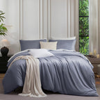 MooMee Queen Duvet Cover Set 100% Extra Long Staple Cotton Cooling Bedding