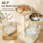 PAWZ Road Modern Cat Tree with Baskets, 44" Cat Tower for Indoor Cats,White